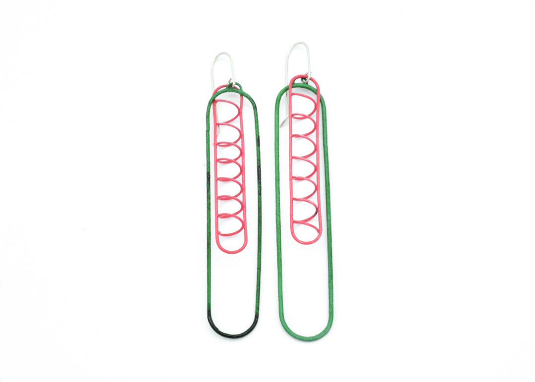 Container Earrings Link 2 Green and Pink
